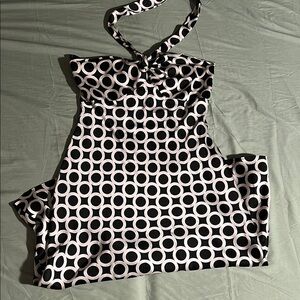 Laundry By Shelli Segal Black and White Halter Cocktail Dress